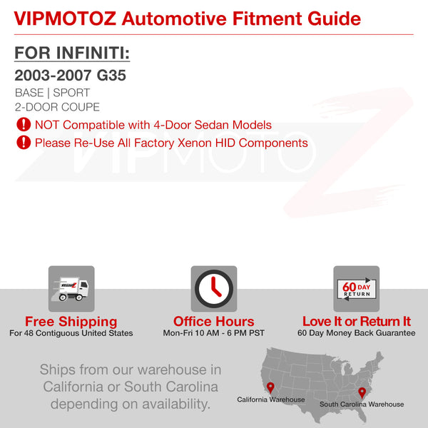 2003-2007 Infiniti G35 Black Headlight