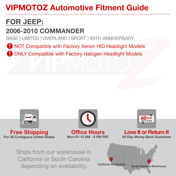 2006-2010 Jeep Commander Black Headlight