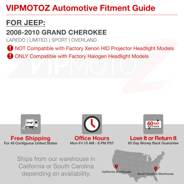 2008-2010 Jeep Grand Cherokee Chrome Headlight