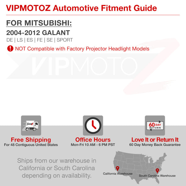 2004-2012 Mitsubishi Galant Black Headlight