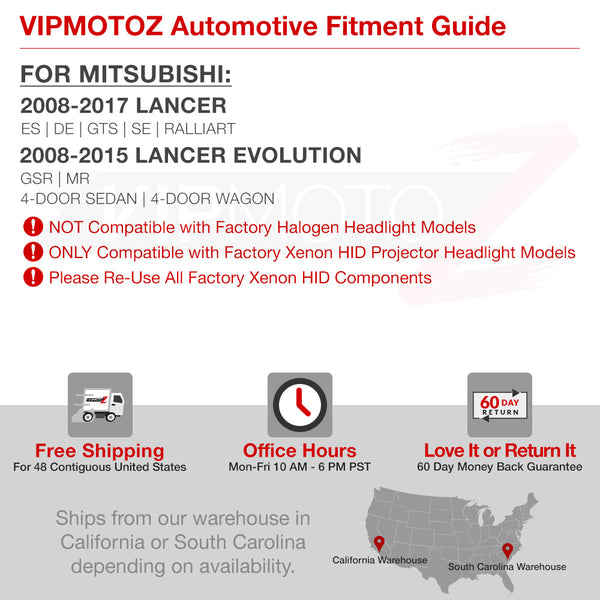 2008-2017 Mitsubishi Lancer Black Headlight