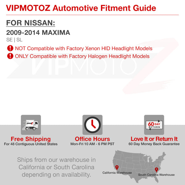 2009-2013 Nissan Maxima Black Headlight