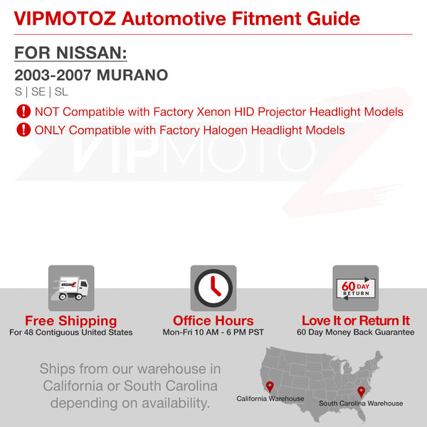 2003-2007 Nissan Murano Black Headlight