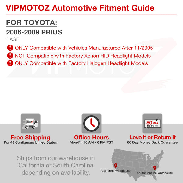 2005-2009 Toyota Prius Black Headlight