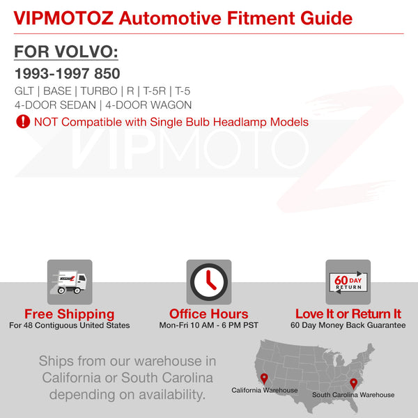 1993-1997 Volvo 850 Black Headlight