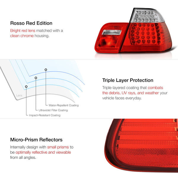 2002-2005 BMW E46 3-Series Rosso Red Tail Light