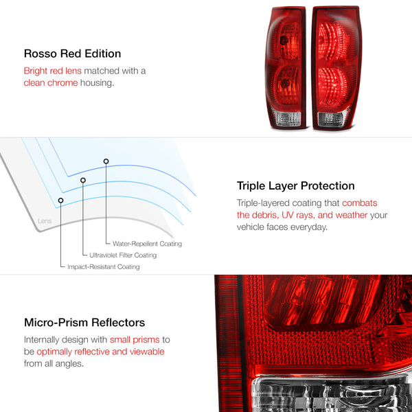 2002-2006 Chevrolet Avalanche 1500 | 2500 Rosso Red Tail Light