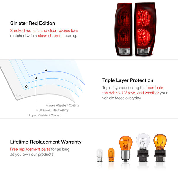 2002-2006 Chevrolet Avalanche 1500 | 2500 Rosso Burgundy Tail Light