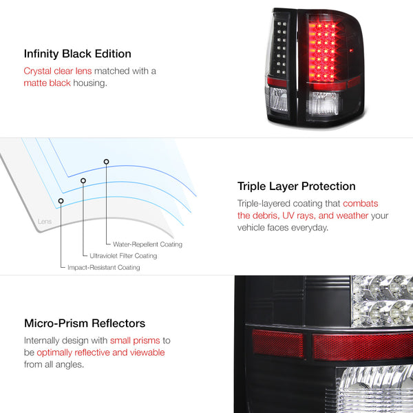 2007-2013 Chevrolet Silverado 1500 | 2500HD | 3500HD Black Tail Light