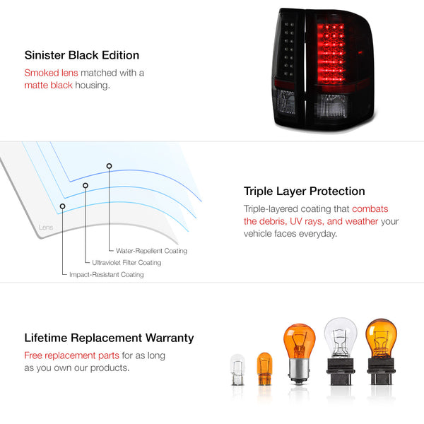 2007-2013 Chevrolet Silverado 1500 | 2500HD | 3500HD Black Tail Light