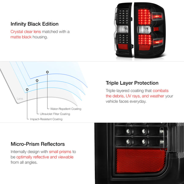 2014-2016 Chevrolet Silverado 1500 Black Tail Light