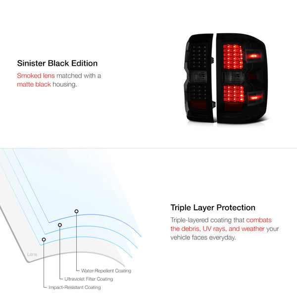 2014-2016 Chevrolet Silverado 1500 Sinister Black Tail Light