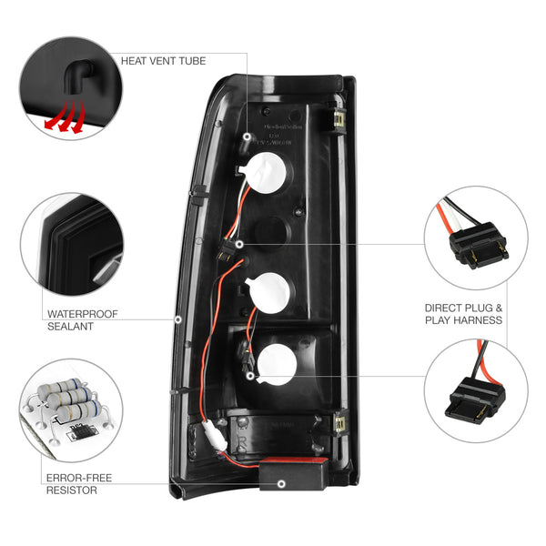 1999-2002 Chevrolet Silverado 1500 | 2500 | 3500 Black Tail Light