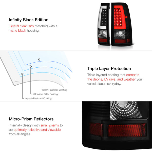 1999-2002 Chevrolet Silverado 1500 | 2500 | 3500 Black Tail Light