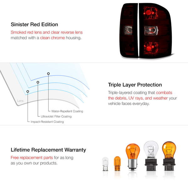 2007-2013 Chevrolet Silverado 1500 | 2500HD | 3500HD Rosso Burgundy Tail Light