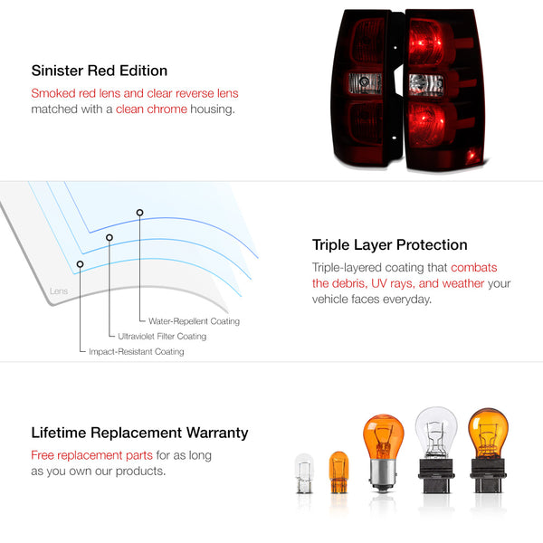 2007-2014 Chevrolet Suburban 1500 | 2500 Rosso Burgundy Tail Light