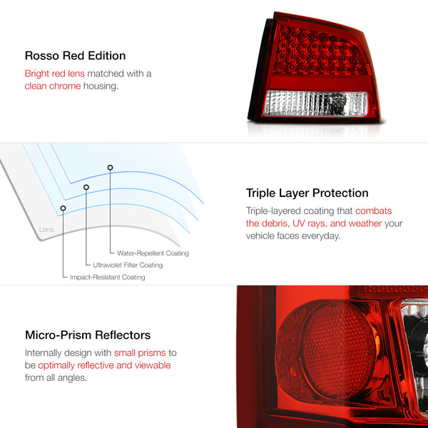2006-2008 Dodge Charger Rosso Red Tail Light