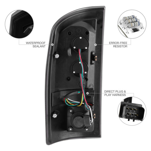 2002-2006 Dodge RAM 1500 Black Tail Light