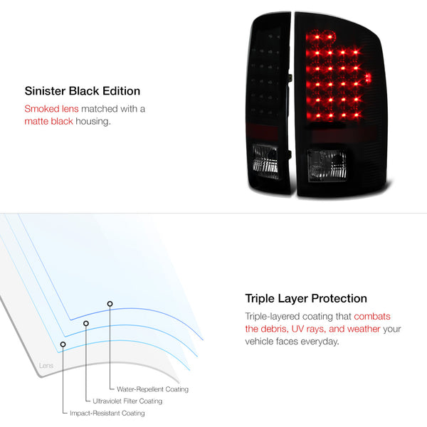 2002-2006 Dodge RAM 1500 Black Tail Light