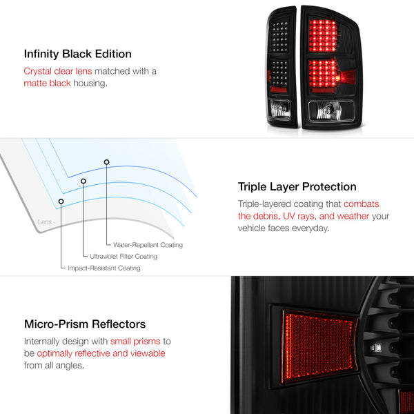 2002-2006 Dodge RAM 1500 Black Tail Light