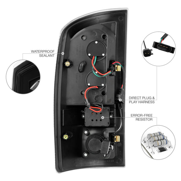 2007-2008 Dodge RAM 1500 Black Tail Light