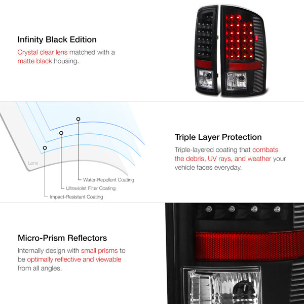 2007-2008 Dodge RAM 1500 Black Tail Light