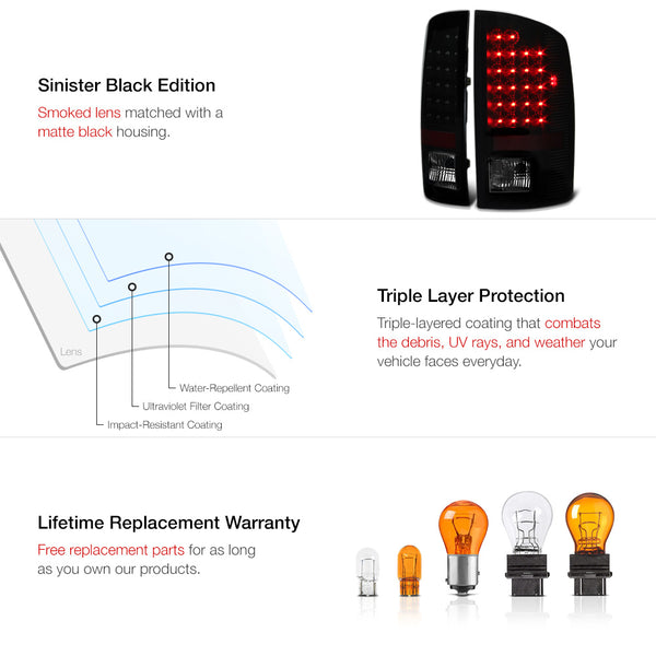 2007-2008 Dodge RAM 1500 Black Tail Light