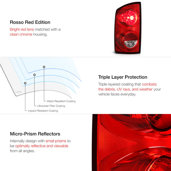 2007-2008 Dodge RAM 1500 Dark Red Tail Light
