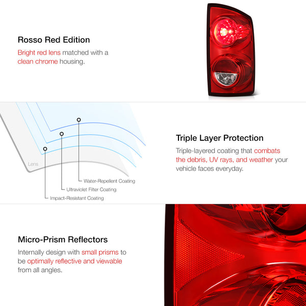 2007-2008 Dodge RAM 1500 Dark Red Tail Light