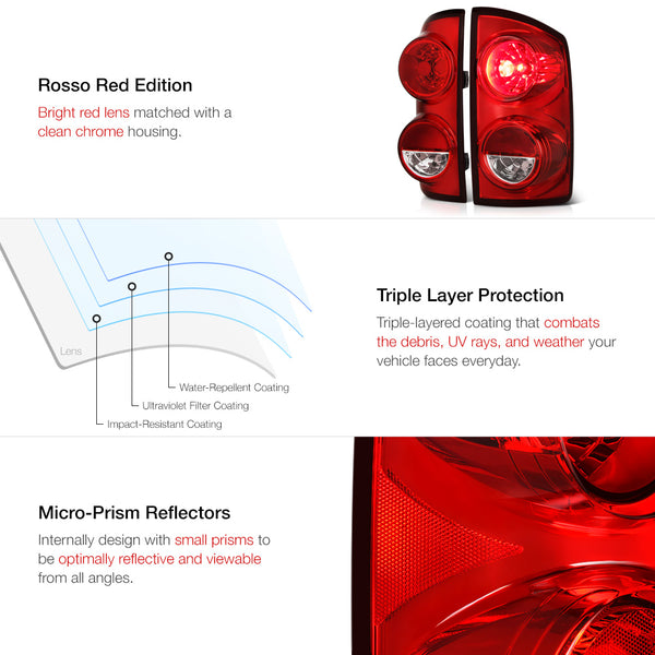 2007-2008 Dodge RAM 1500 Rosso Red Tail Light