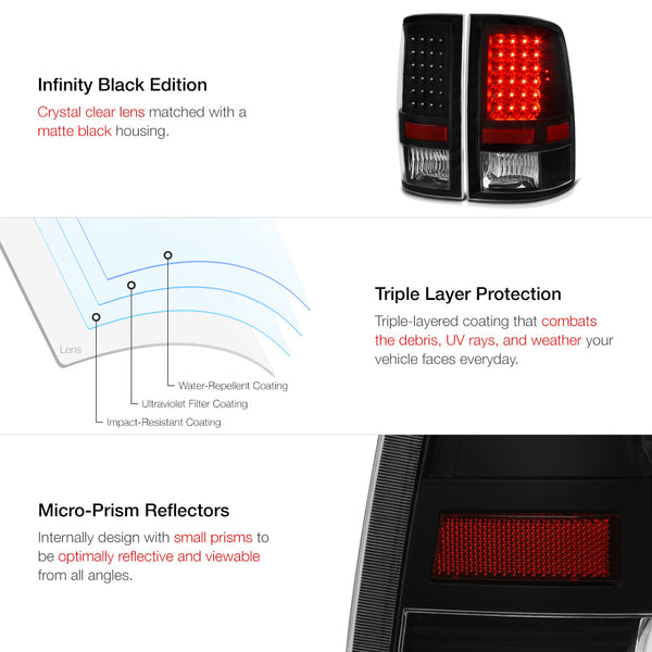 2009-2017 Dodge RAM 1500 Black Tail Light