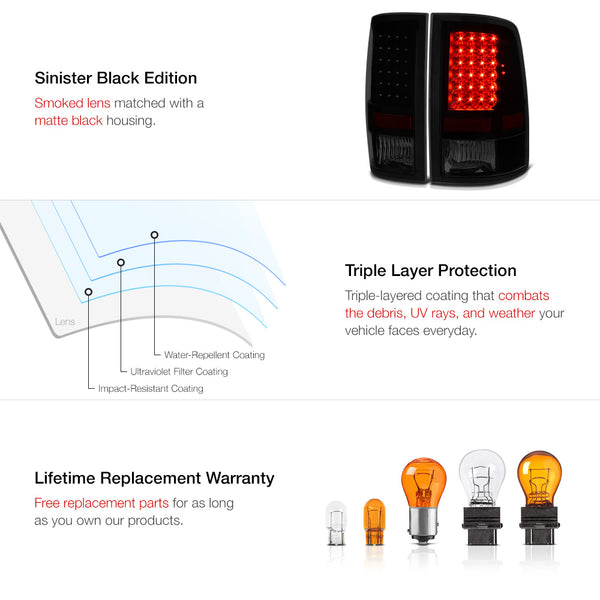 2009-2017 Dodge RAM 1500 Black Tail Light