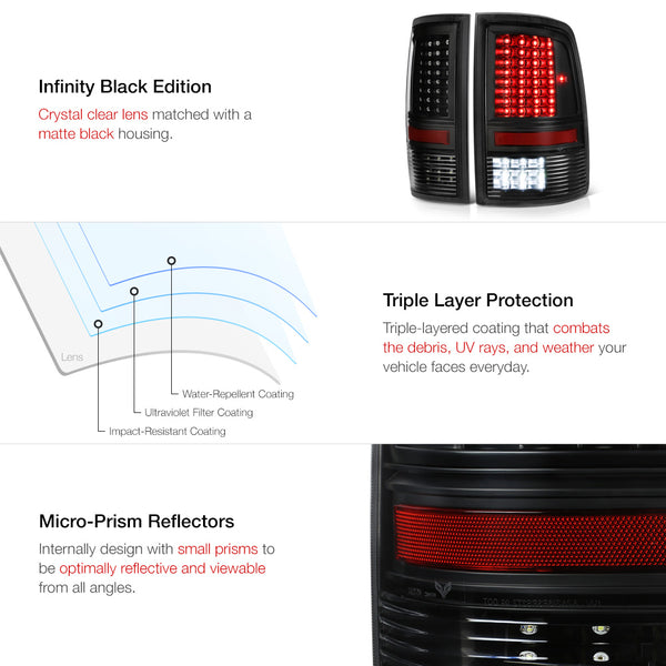2009-2017 Dodge RAM 1500 Black Tail Light