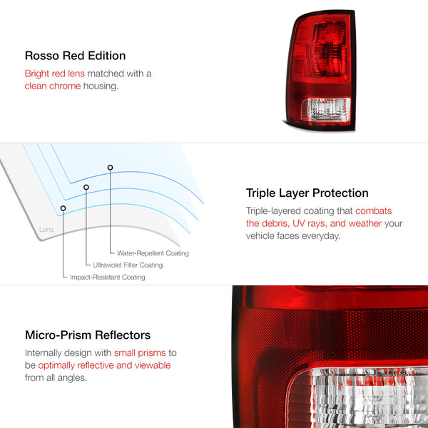 2009-2017 Dodge RAM 1500 Dark Red Tail Light