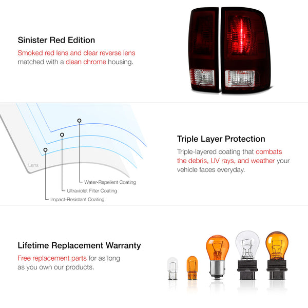 2009-2017 Dodge RAM 1500 Rosso Burgundy Tail Light
