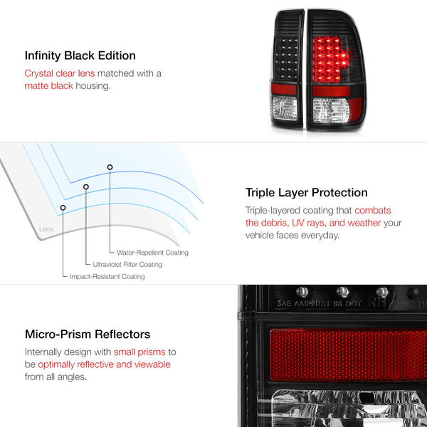 2008-2016 Ford F-250 | F-350 | F-450 Superduty Black Tail Light