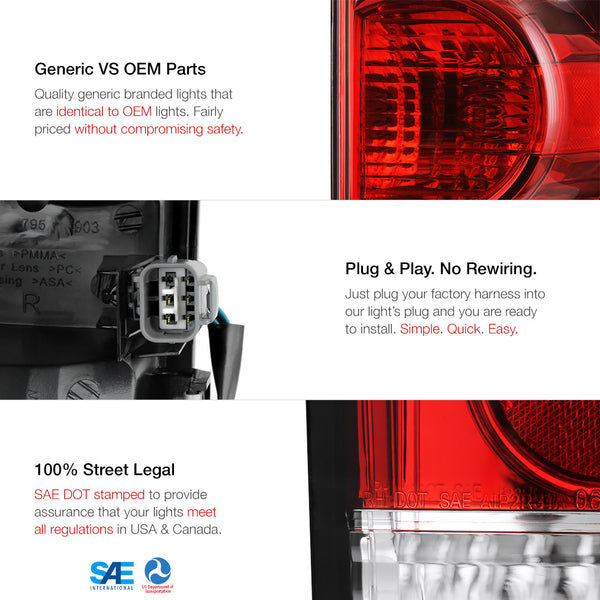 2005-2015 Toyota Tacoma Rosso Red Tail Light