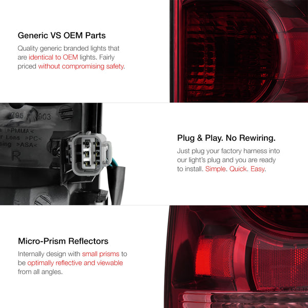 2005-2015 Toyota Tacoma Rosso Burgundy Tail Light