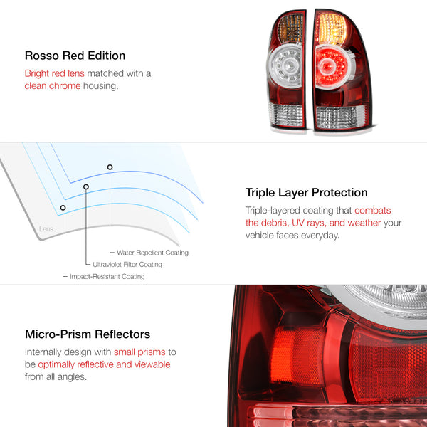 2005-2015 Toyota Tacoma Rosso Red Tail Light