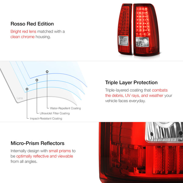 2003-2006 Chevrolet Silverado 1500 | 2500 | 3500 Rosso Red Tail Light