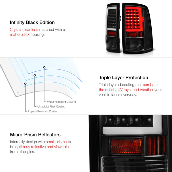 2009-2017 Dodge RAM 1500 Black Tail Light