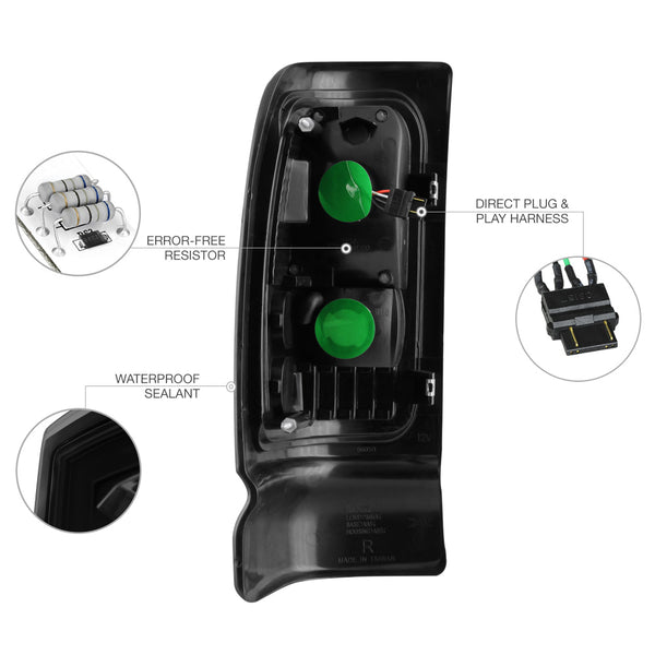 1994-2001 Dodge RAM 1500 Sinister Black Tail Light
