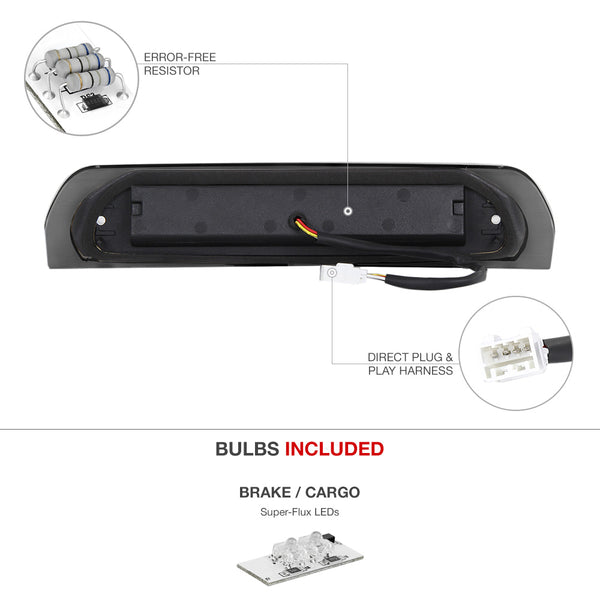 2002-2008 Dodge RAM 1500 Black Third Brake Light