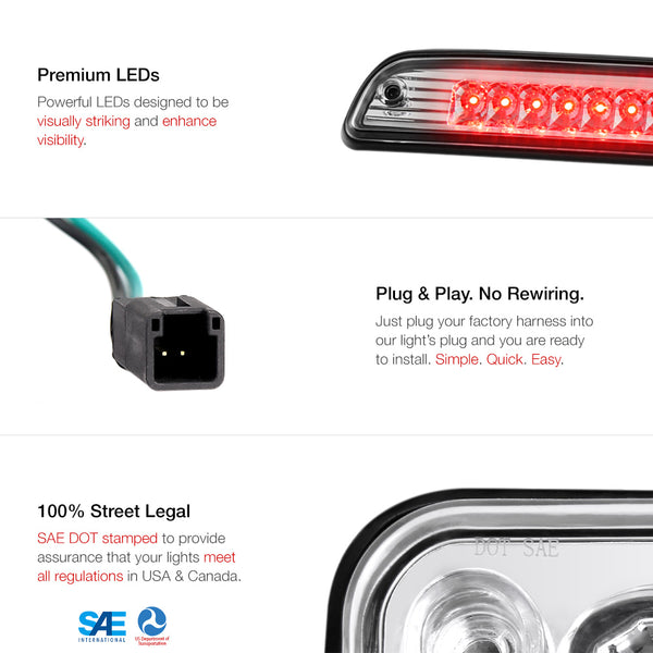 1995-2004 Toyota Tacoma Black Third Brake Light