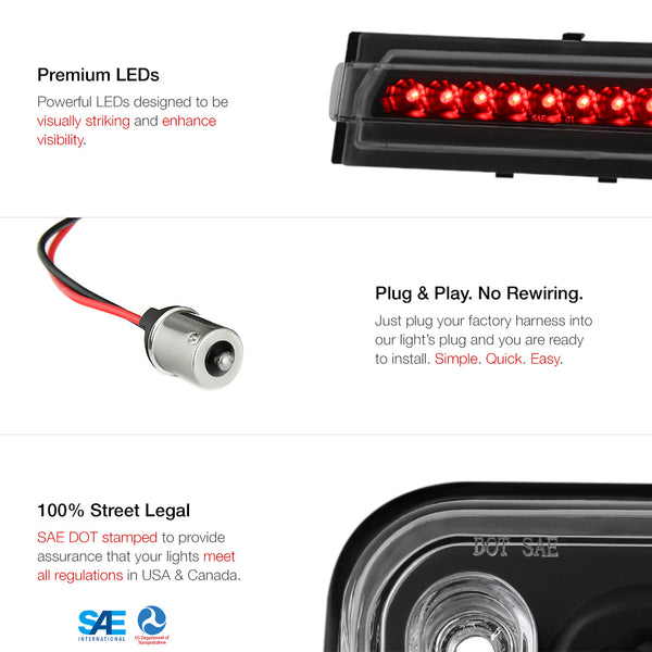 1991-1996 Chevrolet Corvette Black Third Brake Light
