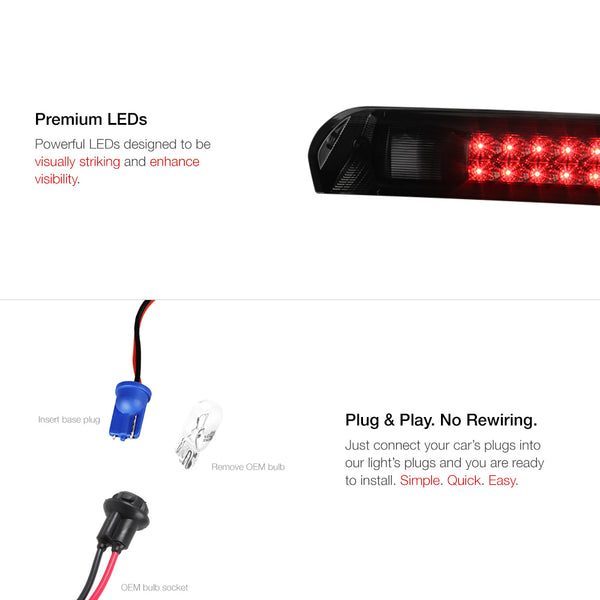 2002-2008 Dodge RAM 1500 Black Third Brake Light