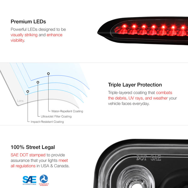 1998-2001 Ford Explorer Black Third Brake Light
