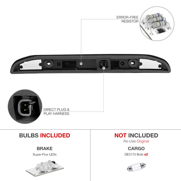 2001-2004 Nissan Frontier Black Third Brake Light