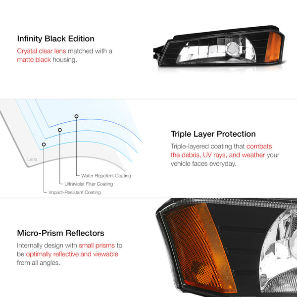 2002-2006 Chevrolet Avalanche 1500 | 2500 Black Corner Light