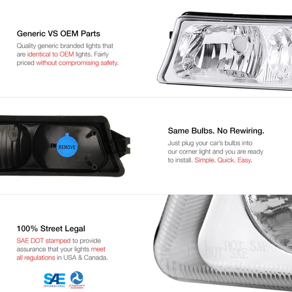 2003-2006 Chevrolet Silverado 1500 | 2500 | 3500 Chrome Corner Light